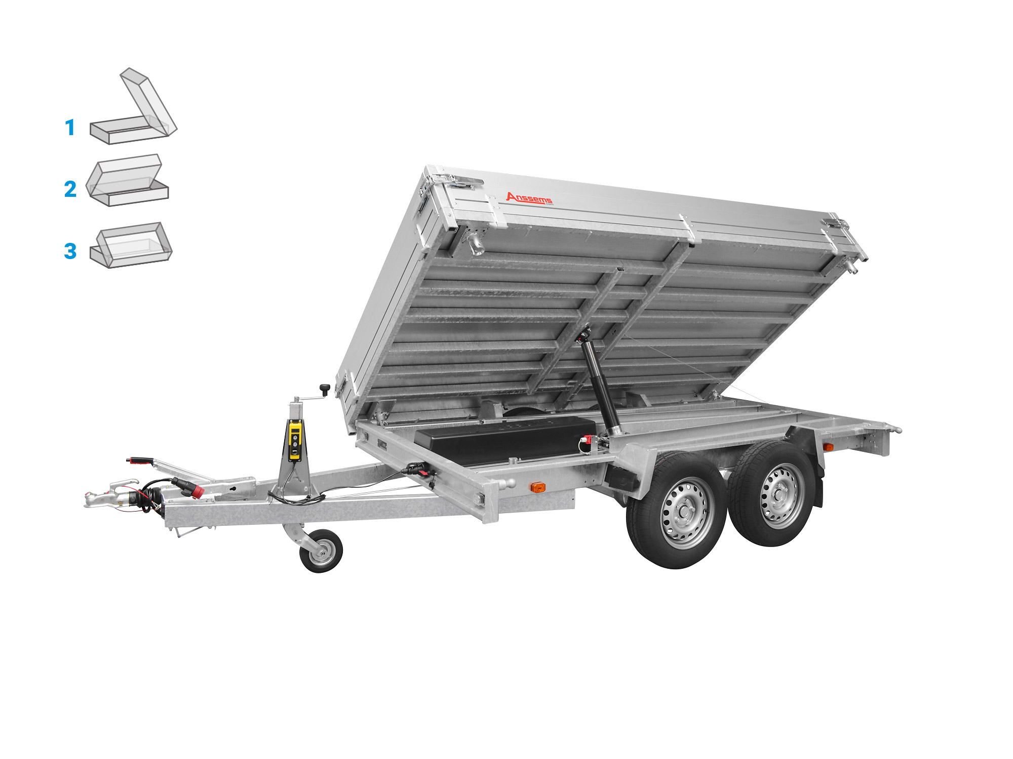 Anssems 3-Seitenkipper KSX 3000 kg, Ladefläche 3.55x1.78m - Elektrisch