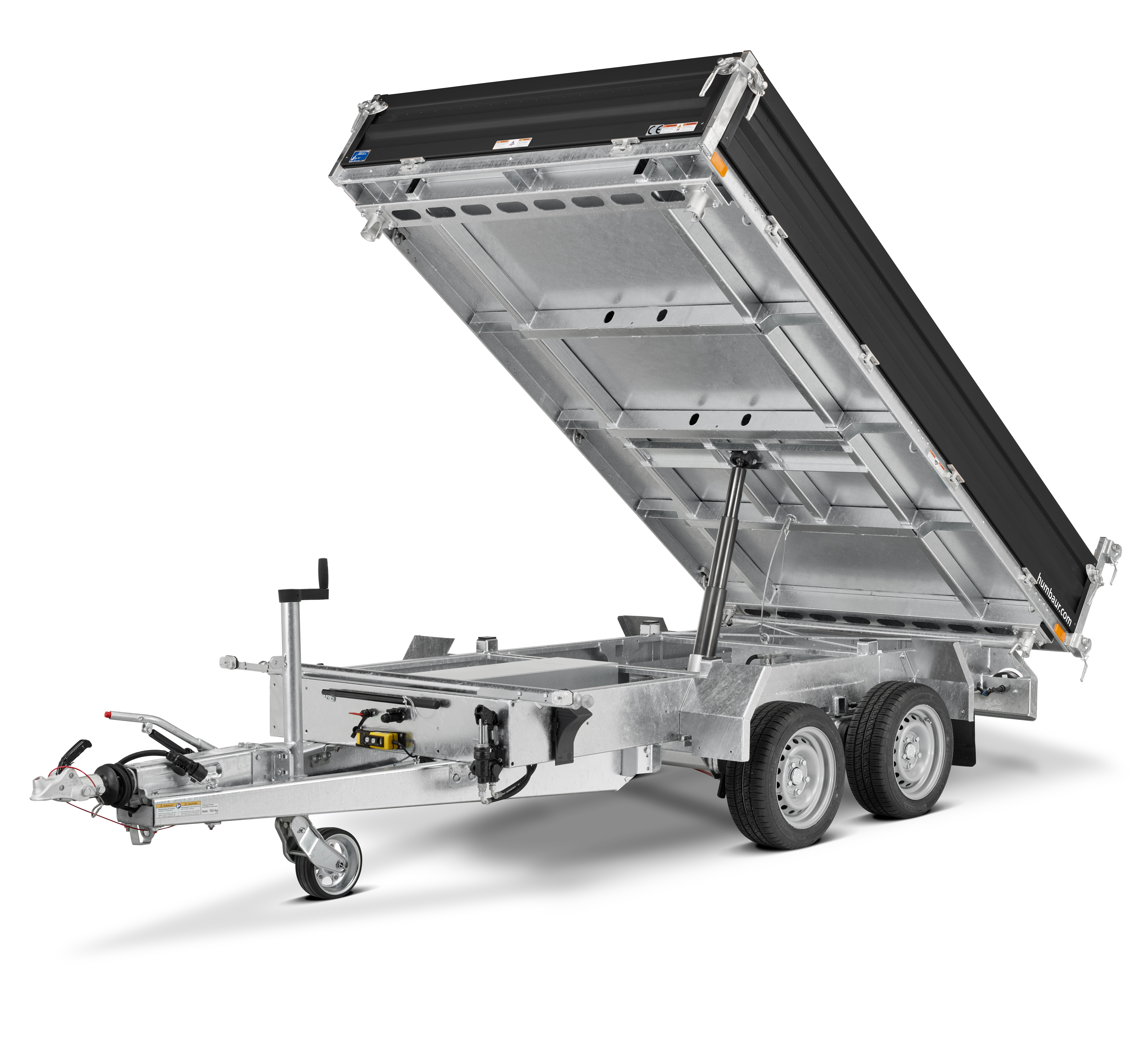Humbaur HTK 3000.31 mit Stahlbordwände schwarz 3-Seitenkippe3000kg, 3140mm x 1750mm, Elektro + Handhydraulik