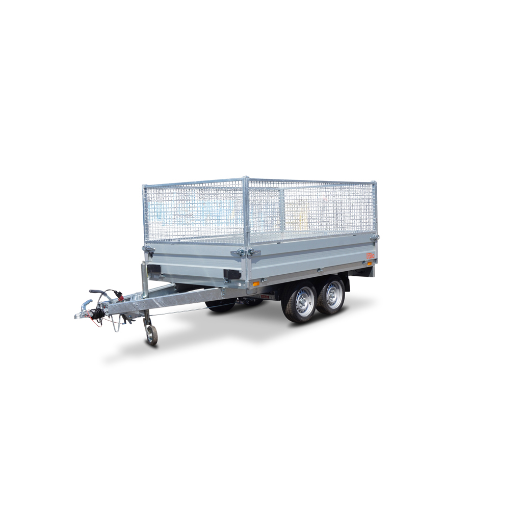 trailo PKW Anhänger Hochlader HL 2616-20, 2000 kg, Ladefläche 2,65 x 1,65 m - mit Gitteraufsatz