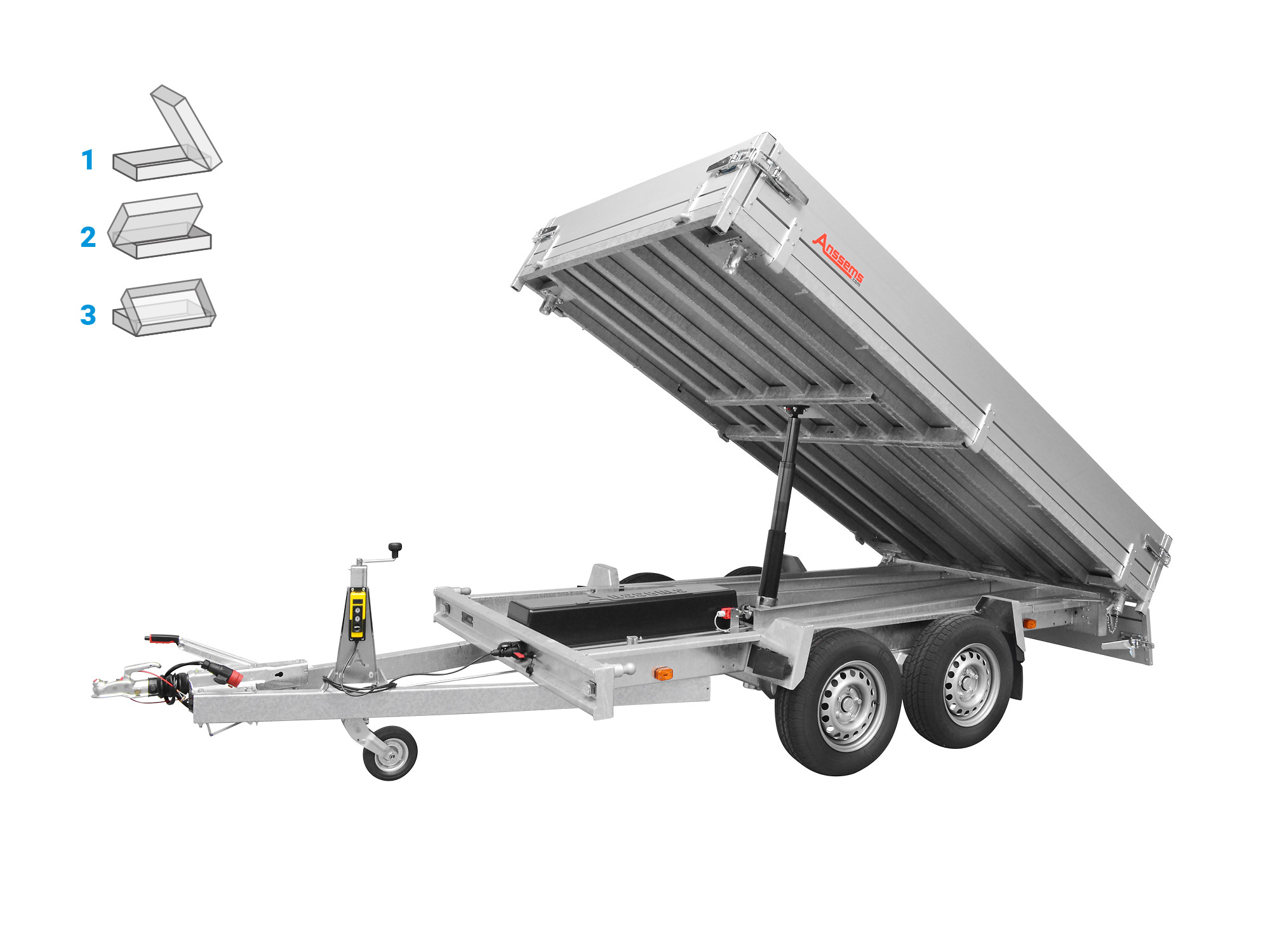 Anssems 3-Seitenkipper KSX 3000 kg, Ladefläche 3.55x1.78m - Elektrisch