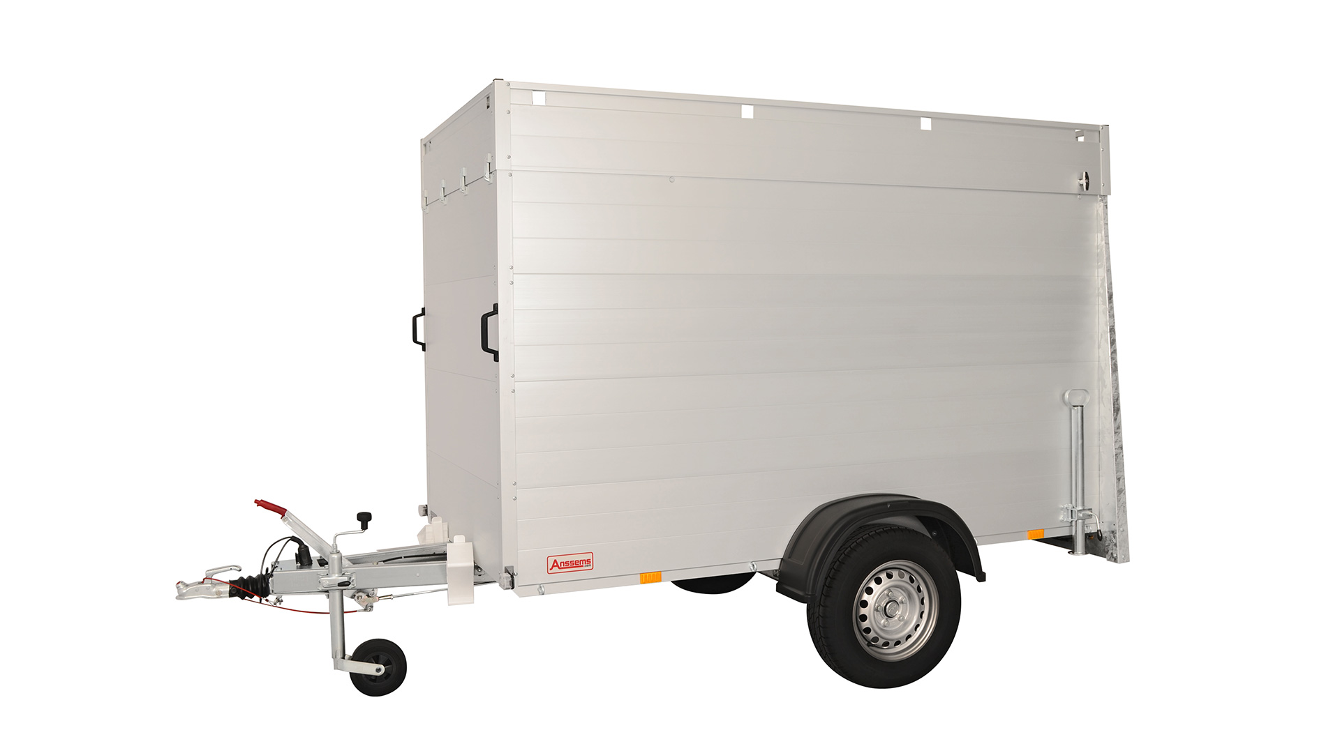 Anssems Kofferanhänger mit Klappdach und Rampe 1200 kg, Ladefläche 2,51 x 1,26 m, Innenhöhe 1,53 m Anssems Kofferanhänger mit Klappdach und Rampe 1200 kg, Ladefläche 2,51 x 1,26 m, Innenhöhe 1,53 m