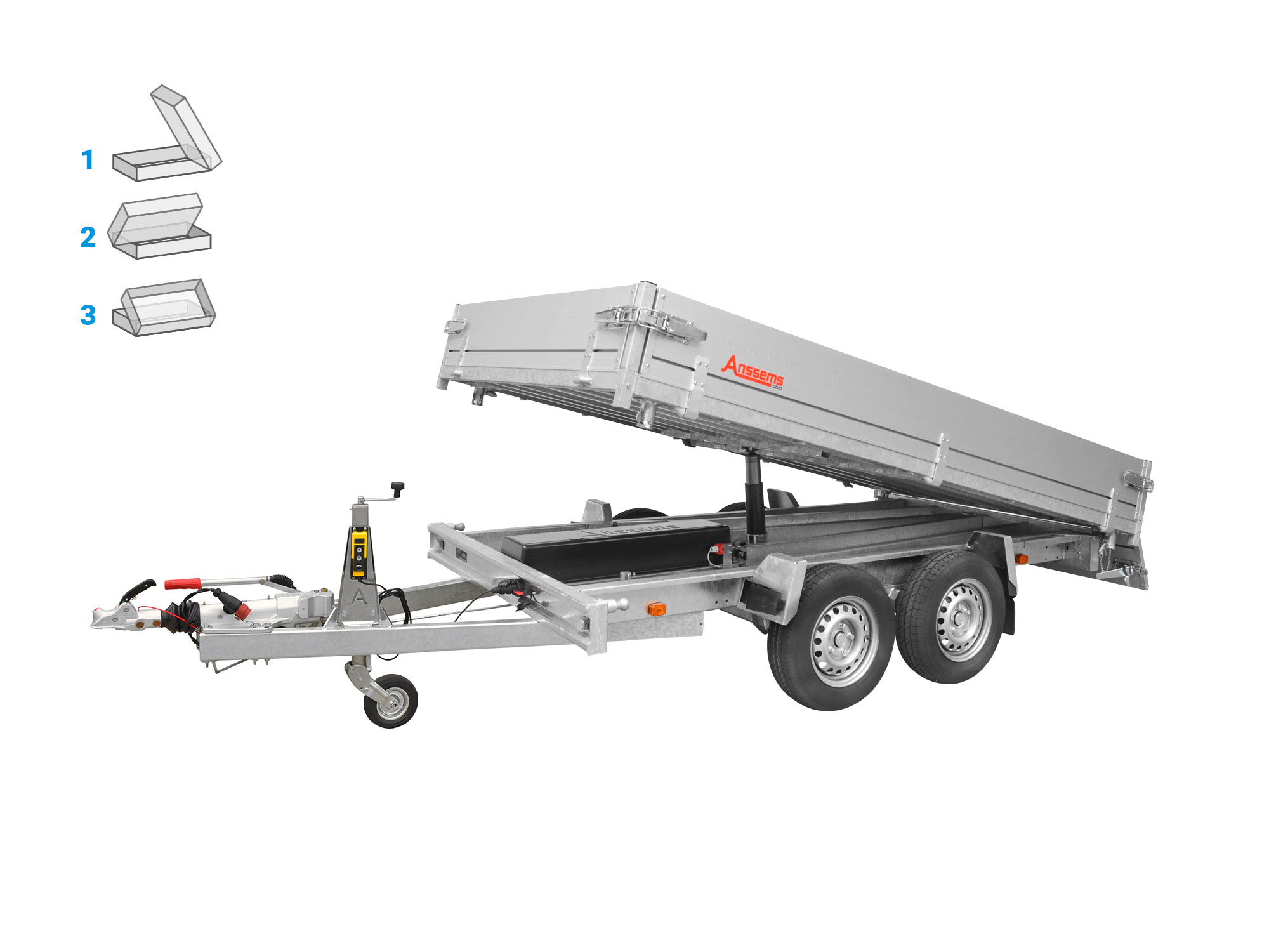Anssems 3-Seitenkipper KSX 3500 kg, Ladefläche 3.55 x 1.78m - Elektrisch