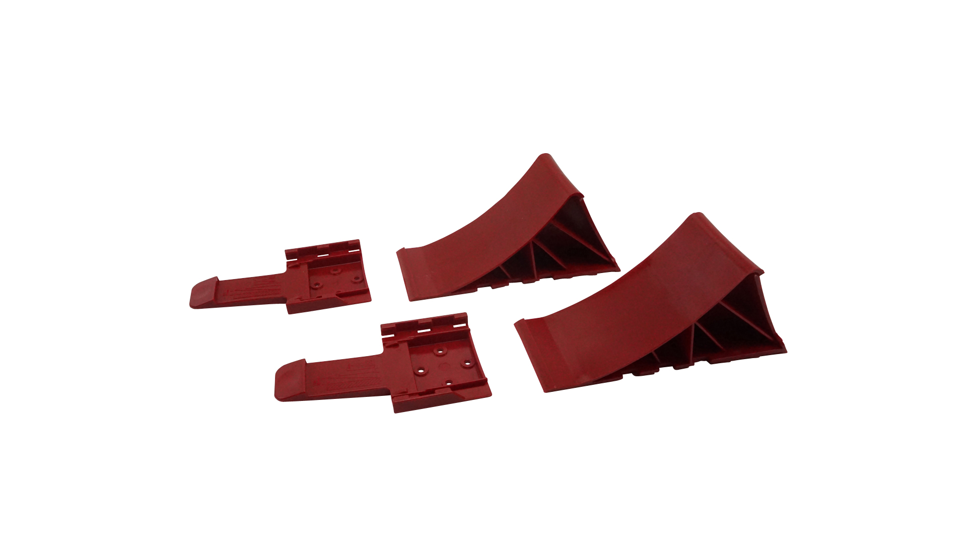 Anhängerersatzteil Unterlegkeil mit Halter aus Kunststoff rot, 2er-Set