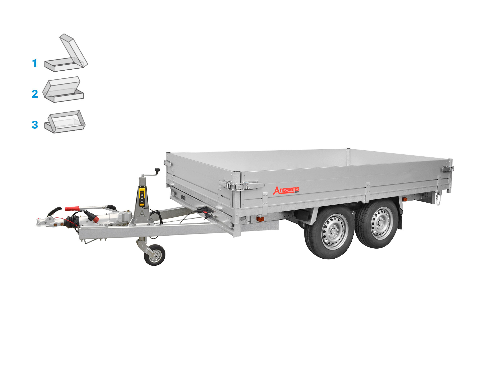 Anssems 3-Seitenkipper KSX 3500 kg, Ladefläche 3.55 x 1.78m - Elektrisch