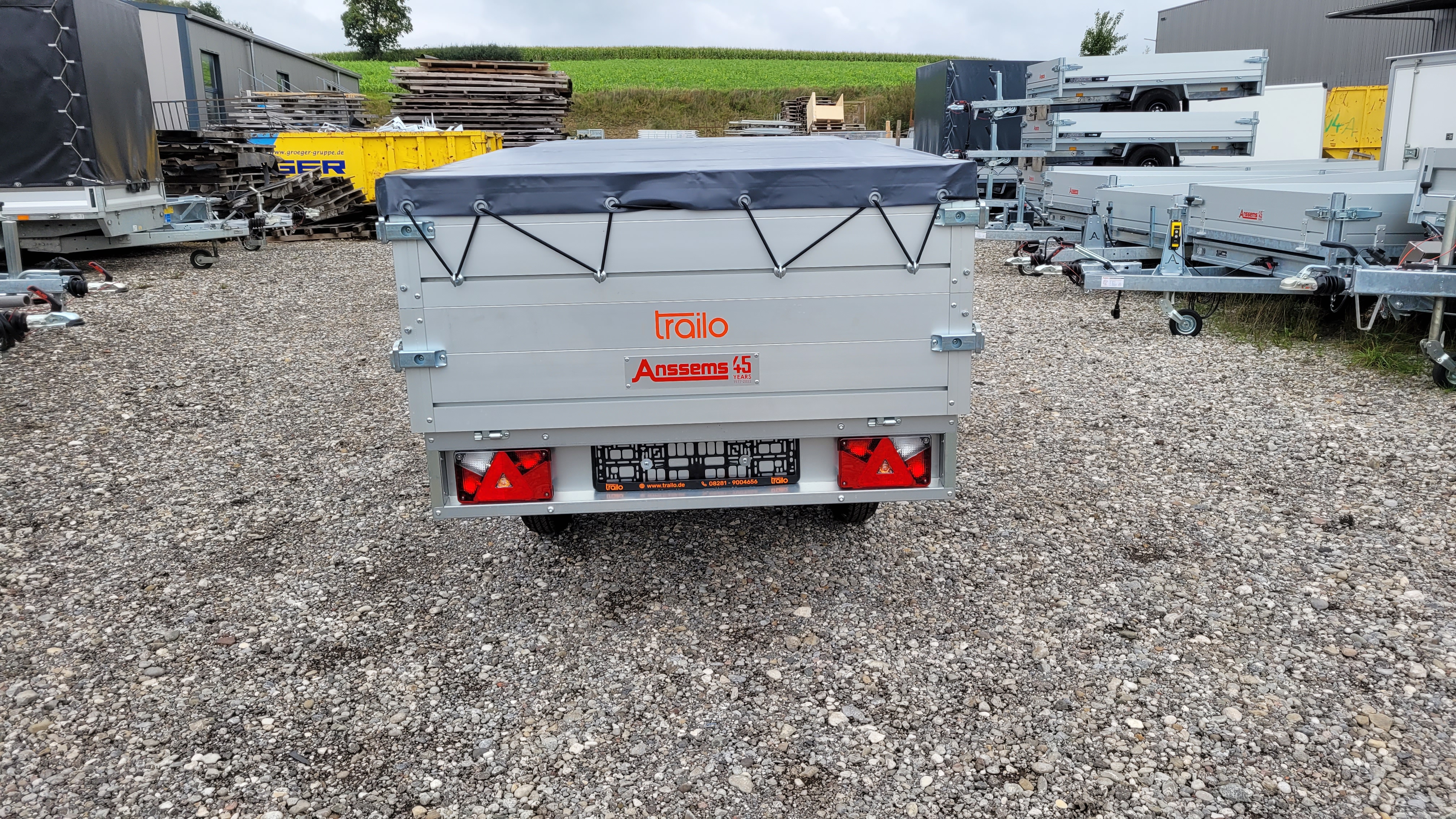 Anssems Hochlader Alu PLT 750 kg, Ladefläche 2.11 x 1.32 m Komplettangebot, Aufsatzbordwände und Flachplane