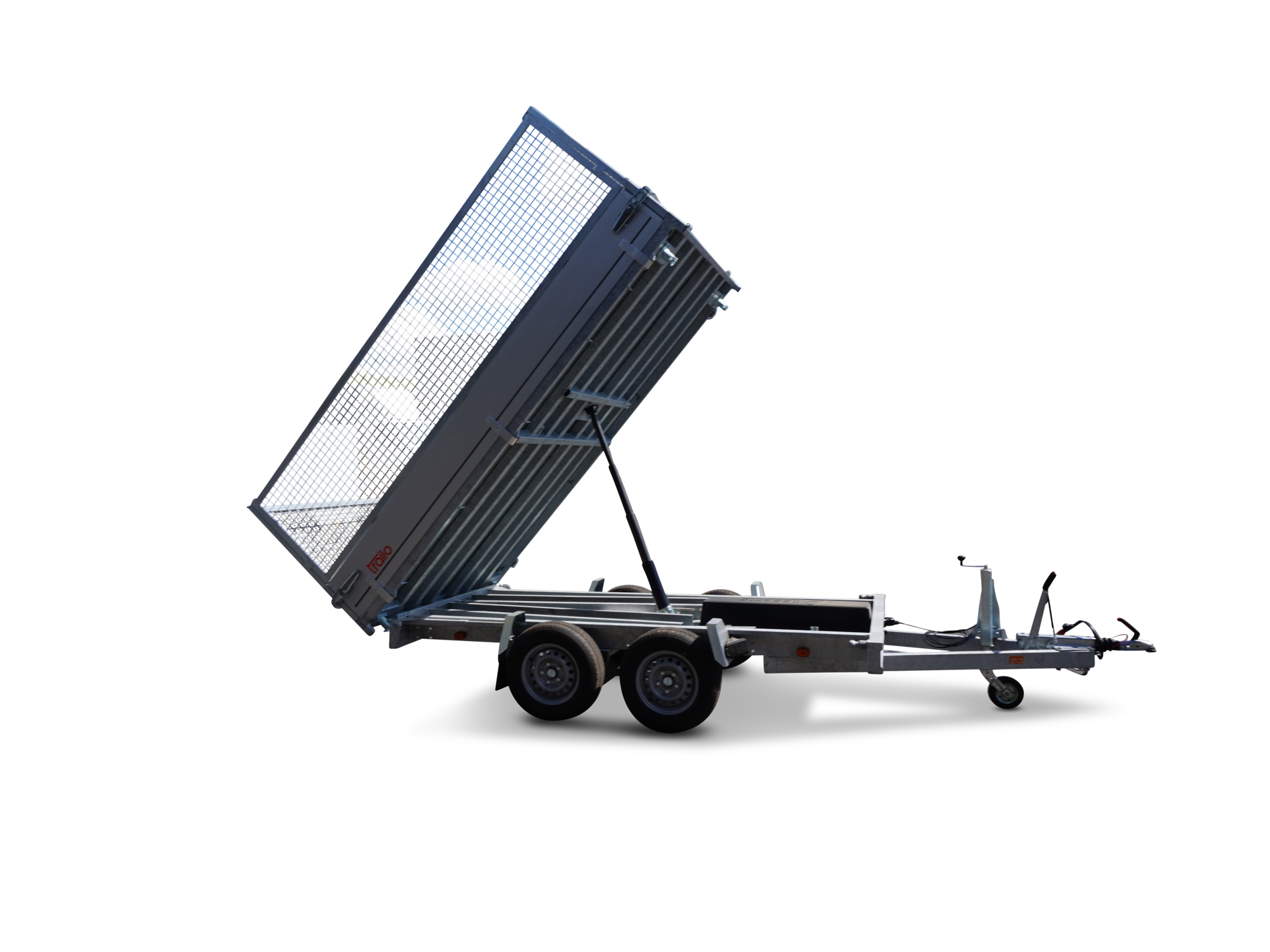 Anssems PKW Anhänger 3-Seitenkipper 2500 kg, Ladefläche 3,05x 1,78 m - Elektrisch - mit Gitteraufsatz