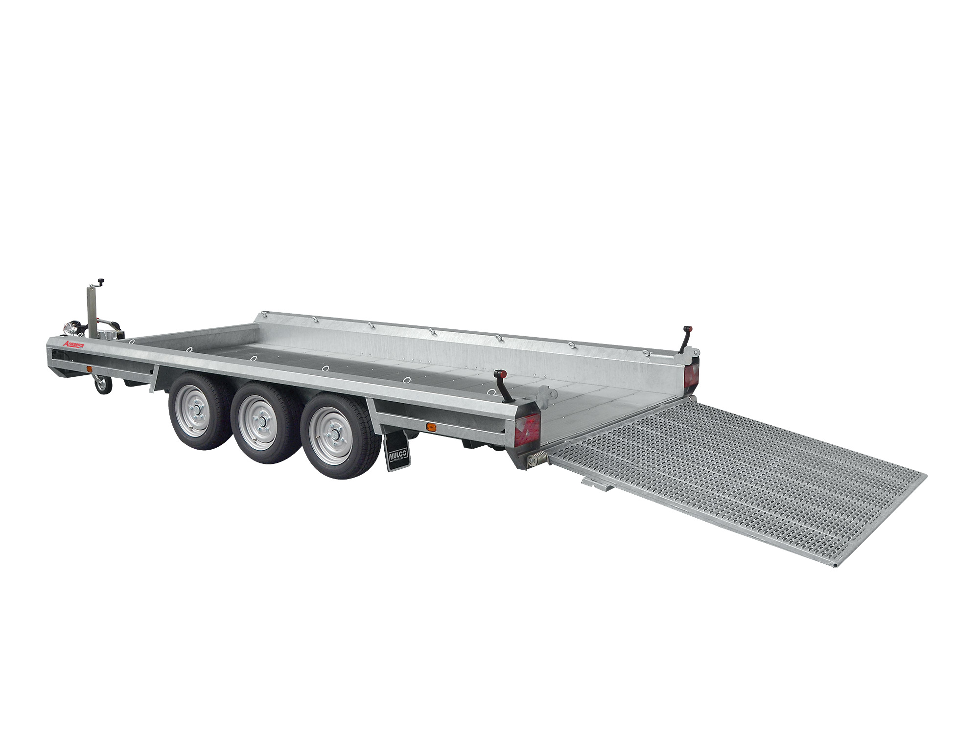 Hulco PKW Anhänger Maschinentransporter TERRAX 3500 kg, Ladefläche 3,94 x 1,80 m - Klappe 150 cm (Tridem)