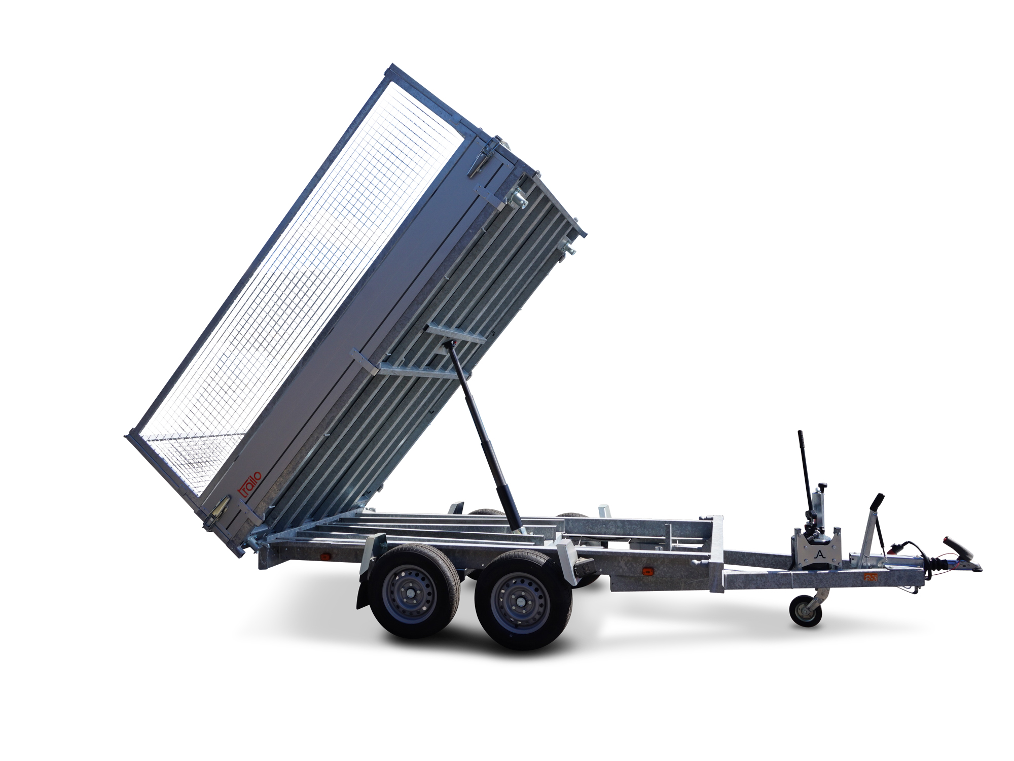 Anssems PKW Anhänger 3-Seitenkipper 2500 kg, Ladefläche 3,05x 1,78 m - Handhydraulik - mit Gitteraufsatz
