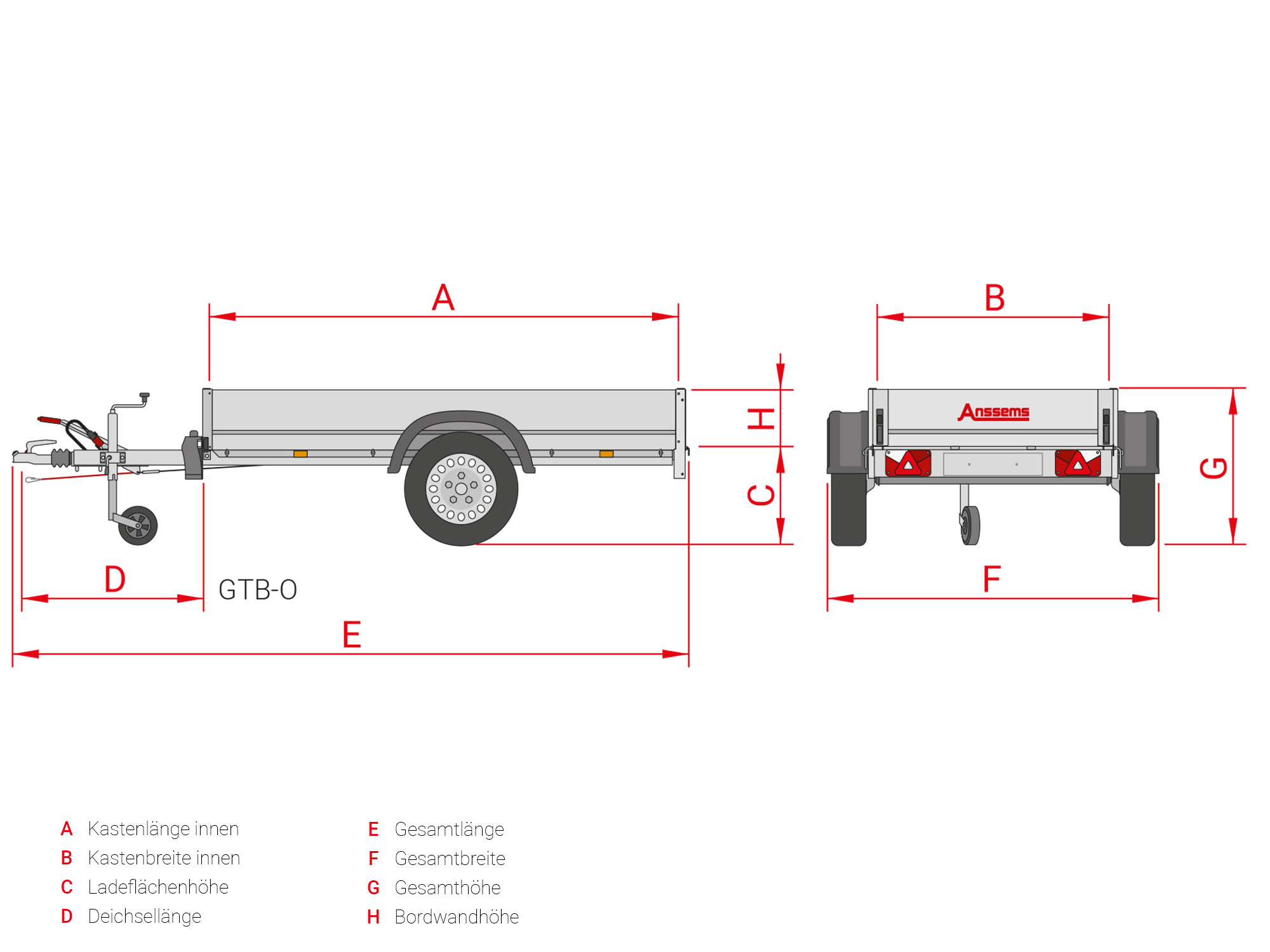 Anssems PKW Anhänger Tieflader Alu 1200 kg, Ladefläche 2,51x 1,26 m