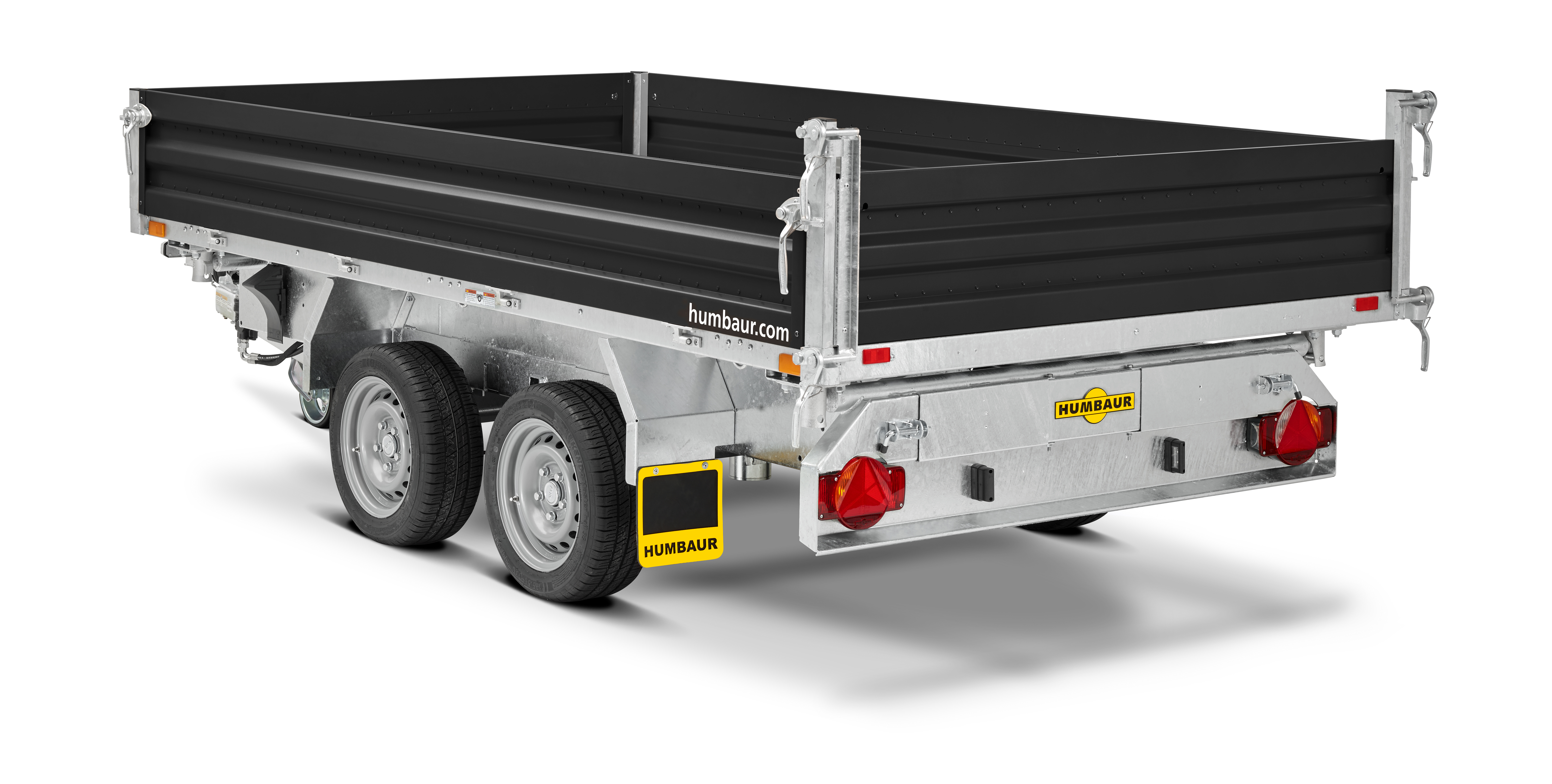 Humbaur HTK 3000.31 mit Stahlbordwände schwarz 3-Seitenkippe3000kg, 3140mm x 1750mm, Elektro + Handhydraulik
