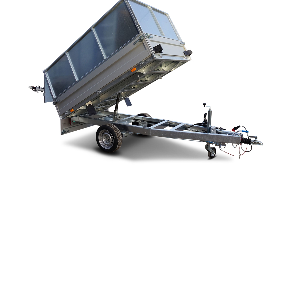 trailo PKW Anhänger Heckkipper RWK2515-13H, 1350 kg, Ladefläche 2,54 x 1,47 m - Handhydraulik - mit Aufsatzwänden trailo PKW Anhänger Heckkipper RWK2515-13H, 1350 kg, Ladefläche 2,54 x 1,47 m - Handhydraulik - mit Aufsatzwänden