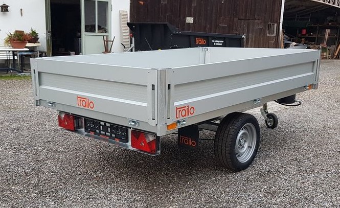 trailo PKW Anhänger Heckkipper RWK2515-13H, 1350kg, Ladefläche 2,54 x 1,47 m - Akkuschrauberhyraulik + Handhydraulik