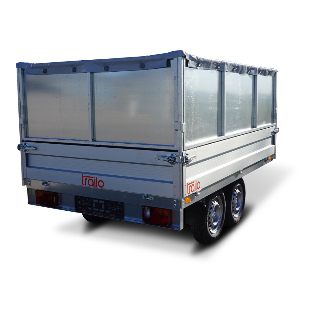 trailo PKW Anhänger Hochlader HL 2616-20, 2000 kg, Ladefläche 2,65 x 1,65 m - mit Blechaufsatz