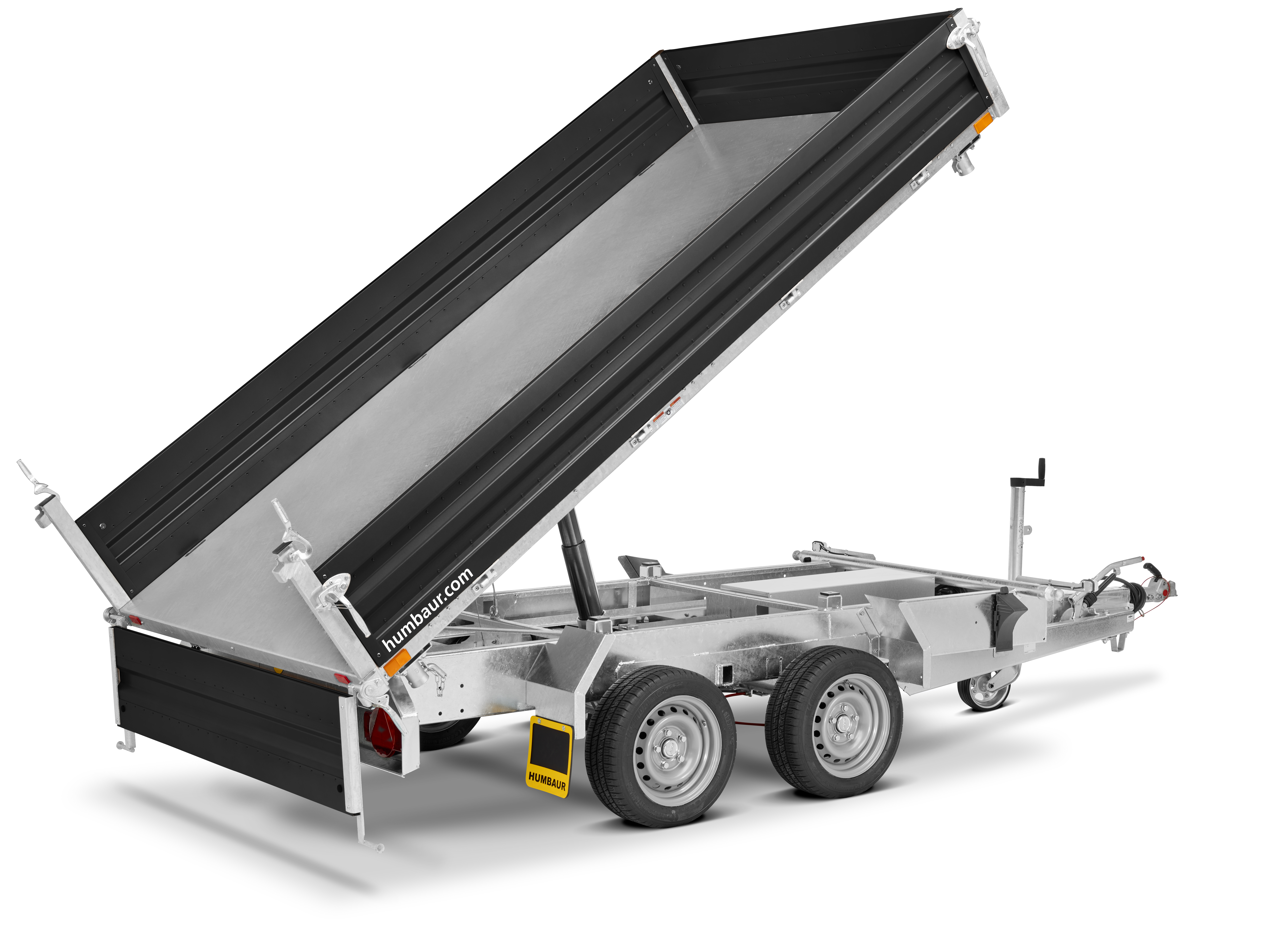 Humbaur HTK 3000.31 mit Stahlbordwände schwarz 3-Seitenkippe3000kg, 3140mm x 1750mm, Elektro + Handhydraulik